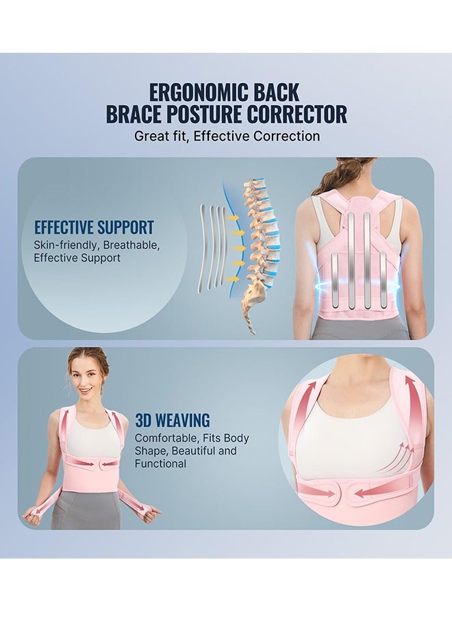 Back Brace and Posture Corrector for Women and Men Back Straightener Posture Corrector Scoliosis and Hunchback Correction Back Pain Spine Corrector Support Adjustable Posture Trainer, Pink（Size:M) - Image 5