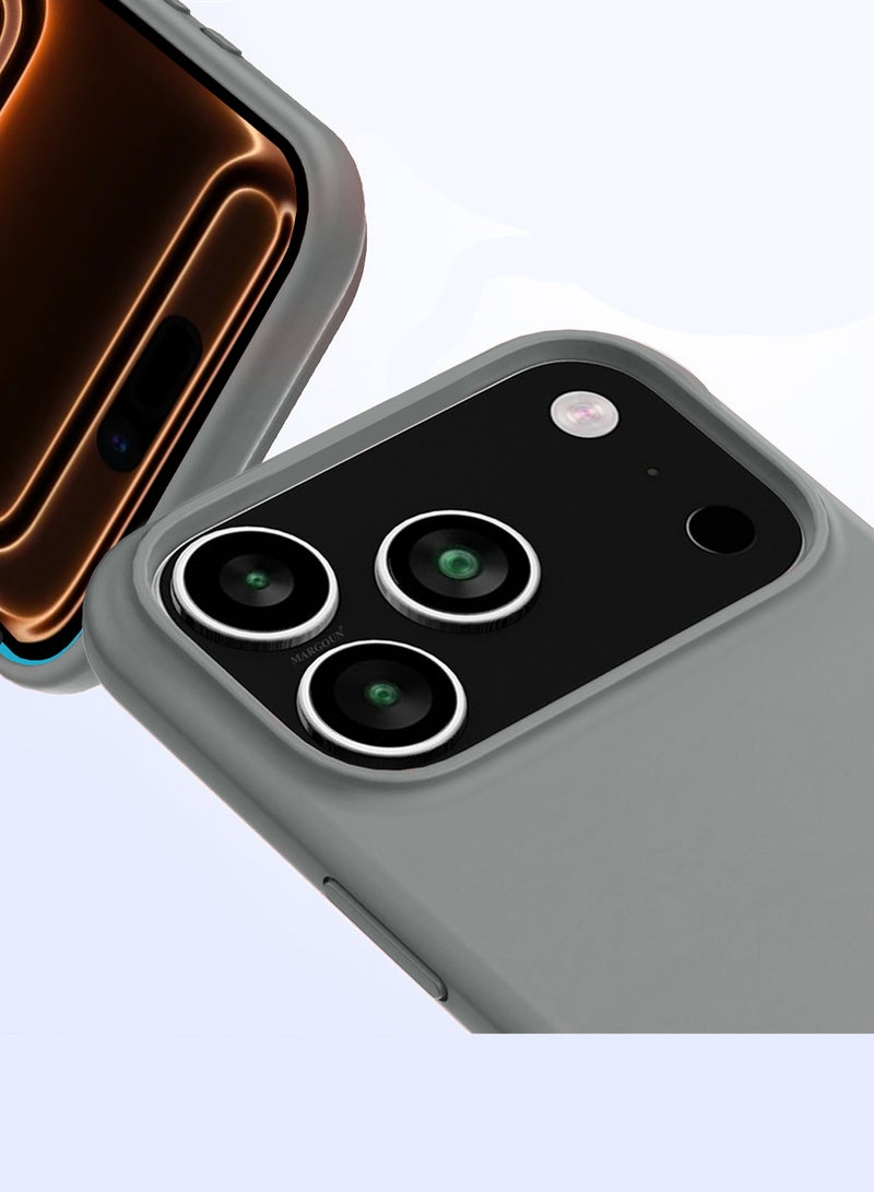 CATANES 2 Packs Silicone Protective Phone Case for iPhone 17 Pro Max - Soft Anti-Scratch Microfiber Lining Ultra Slim Drop Protection Phone Cover with 3D Screen Protector - Light Grey - Image 2