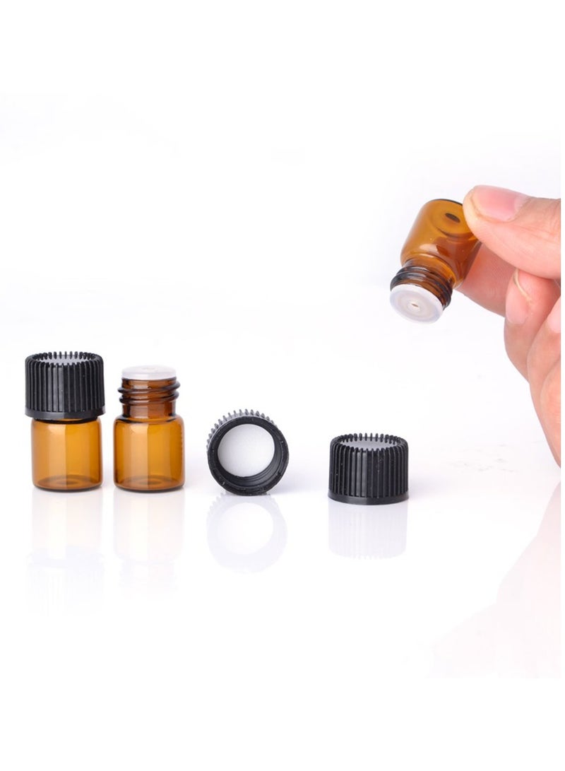 SYOSI 50Pcs Mini Amber Glass Essential Oils Sample Bottles Empty Refillable Brown Perfume 1ML - Image 3