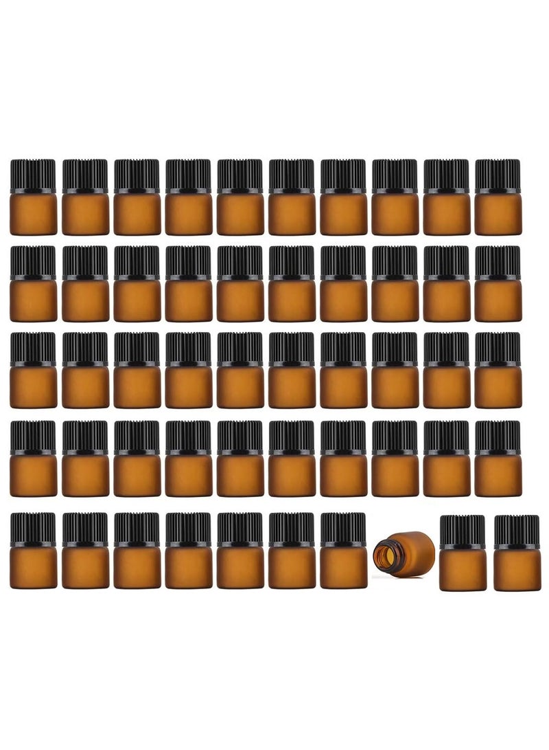 SYOSI 50Pcs Mini Amber Glass Essential Oils Sample Bottles Empty Refillable Brown Perfume 1ML - Image 1