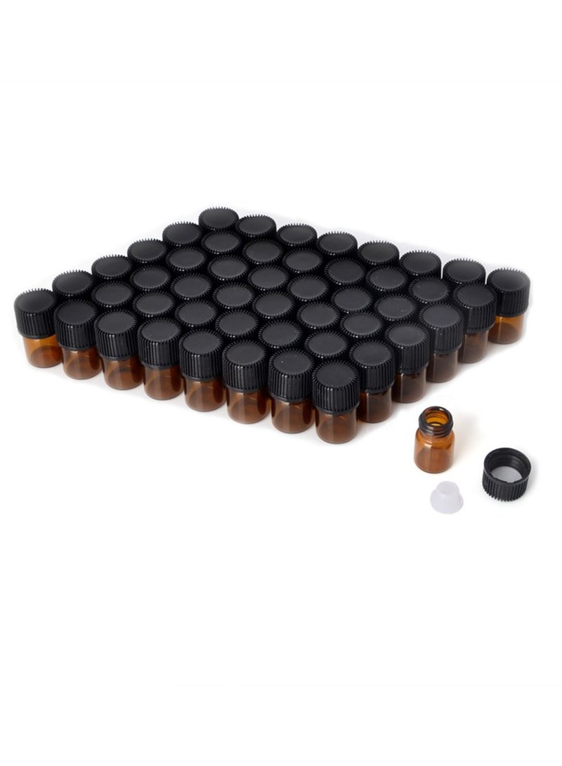 SYOSI 50Pcs Mini Amber Glass Essential Oils Sample Bottles Empty Refillable Brown Perfume 1ML - Image 2