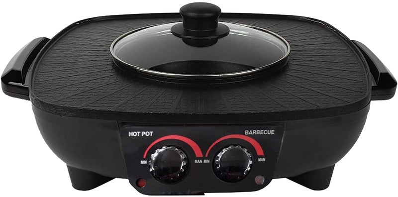MUGATH Double Layer Korean Barbecue Hot Pot, Integrated Cooker, Electric Baking Pan, Smokeless Split Shabu Shabu BBQ Pot - Image 4