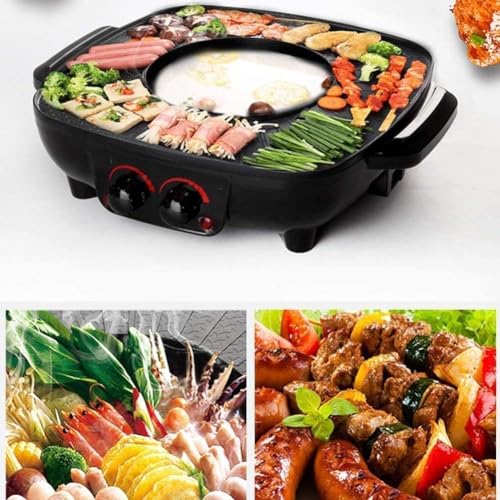 MUGATH Double Layer Korean Barbecue Hot Pot, Integrated Cooker, Electric Baking Pan, Smokeless Split Shabu Shabu BBQ Pot - Image 5