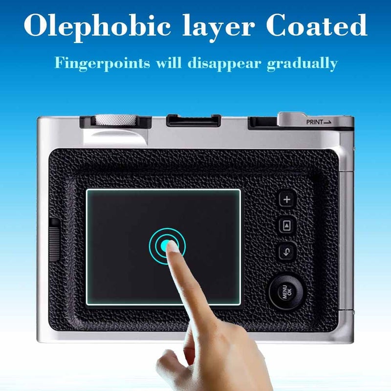 ULBTER Screen Protector for Fujifilm Instax Mini EVO/Hybrid Fuji Instant Camera LCD + Lens PET Flim [2+2Pack] Tempered Glass 9H Hardness Anti-Scrach Anti-Bubble - Image 4