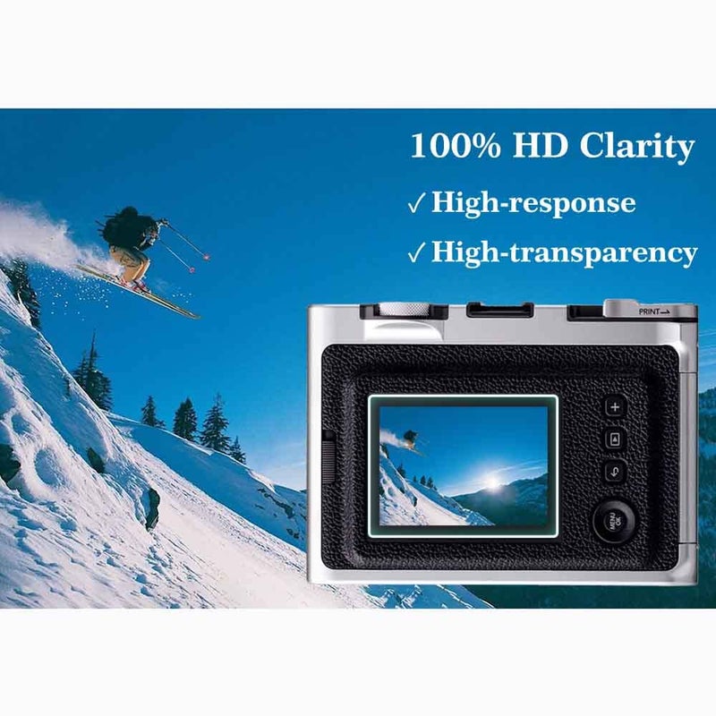 ULBTER Screen Protector for Fujifilm Instax Mini EVO/Hybrid Fuji Instant Camera LCD + Lens PET Flim [2+2Pack] Tempered Glass 9H Hardness Anti-Scrach Anti-Bubble - Image 5