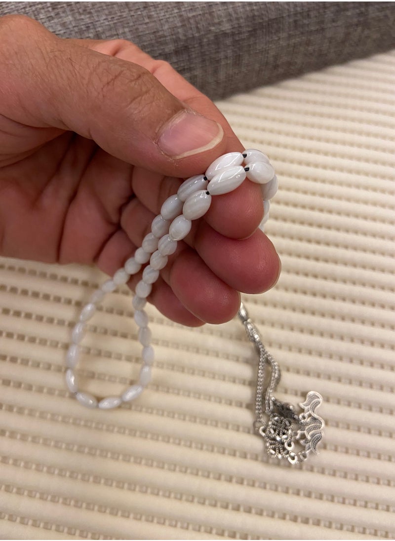JewelryJo - Natural Seashell Prayer Beads For Men 39 Beads Size 4mm - Image 1