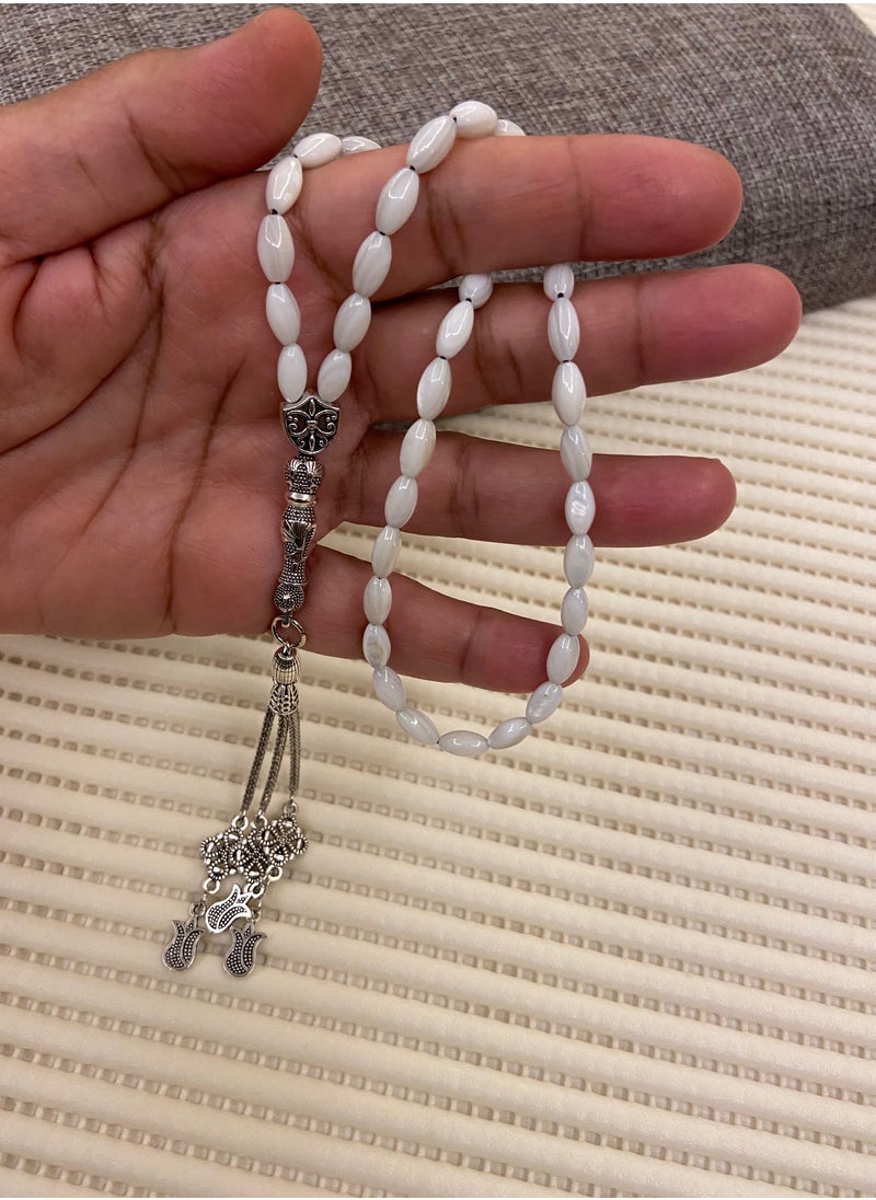 JewelryJo - Natural Seashell Prayer Beads For Men 39 Beads Size 4mm - Image 1