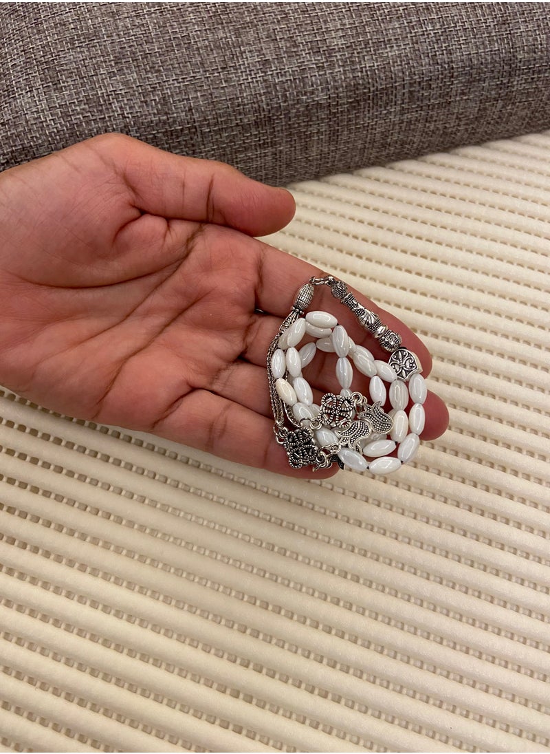 JewelryJo - Natural Seashell Prayer Beads For Men 39 Beads Size 4mm - Image 1