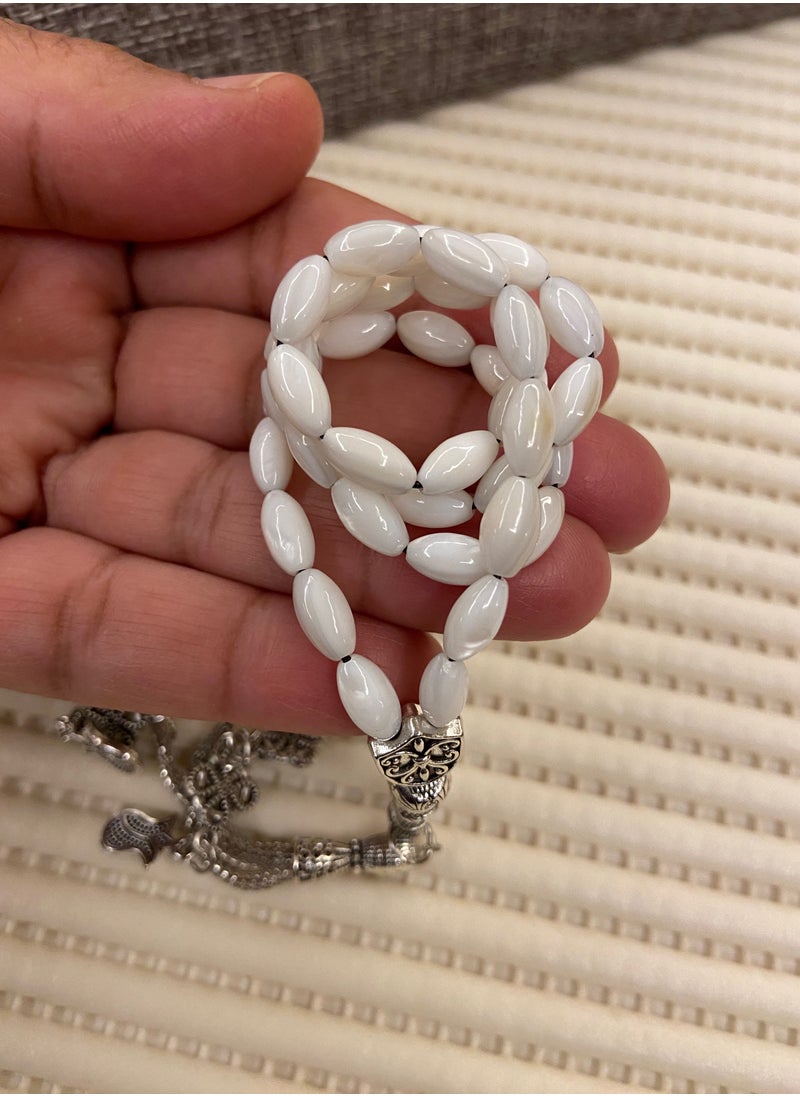 JewelryJo - Natural Seashell Prayer Beads For Men 39 Beads Size 4mm - Image 1