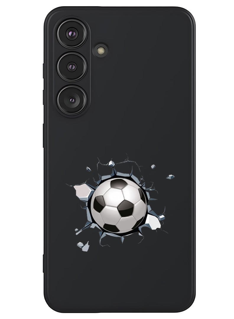 Theodor Protective Slim Fit Case Liquid Silicone Cover with Full Body Protection Anti-Scratch Shockproof Case For Samsung Galaxy S25 Plus (Black) - Football - Image 1