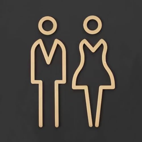 ECYC Ltd 1 Set Men and Women Restroom Signs Brass Restroom Sign Bathroom Signs Decor Metal Toilet Symbol Sign Washroom Signage for Offices Businesses and Restaurants - Image 1