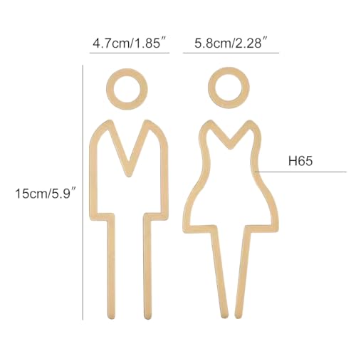 ECYC Ltd 1 Set Men and Women Restroom Signs Brass Restroom Sign Bathroom Signs Decor Metal Toilet Symbol Sign Washroom Signage for Offices Businesses and Restaurants - Image 3