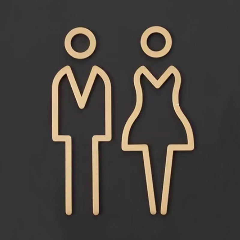 ECYC Ltd 1 Set Men and Women Restroom Signs Brass Restroom Sign Bathroom Signs Decor Metal Toilet Symbol Sign Washroom Signage for Offices Businesses and Restaurants - Image 2