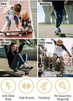 QUTOOB Professional Skateboard, 31 x 8 Inch Double Kick Standard Skate Board For Kids Youth Adults, High Quality 7 Layer Canadian Maple Concave Deck Skateboard Ideal for All Level Skaters, Beginners, Experts  - Image 2