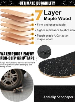 QUTOOB Professional Skateboard, 31 x 8 Inch Double Kick Standard Skate Board For Kids Youth Adults, High Quality 7 Layer Canadian Maple Concave Deck Skateboard Ideal for All Level Skaters, Beginners, Experts  - Image 3