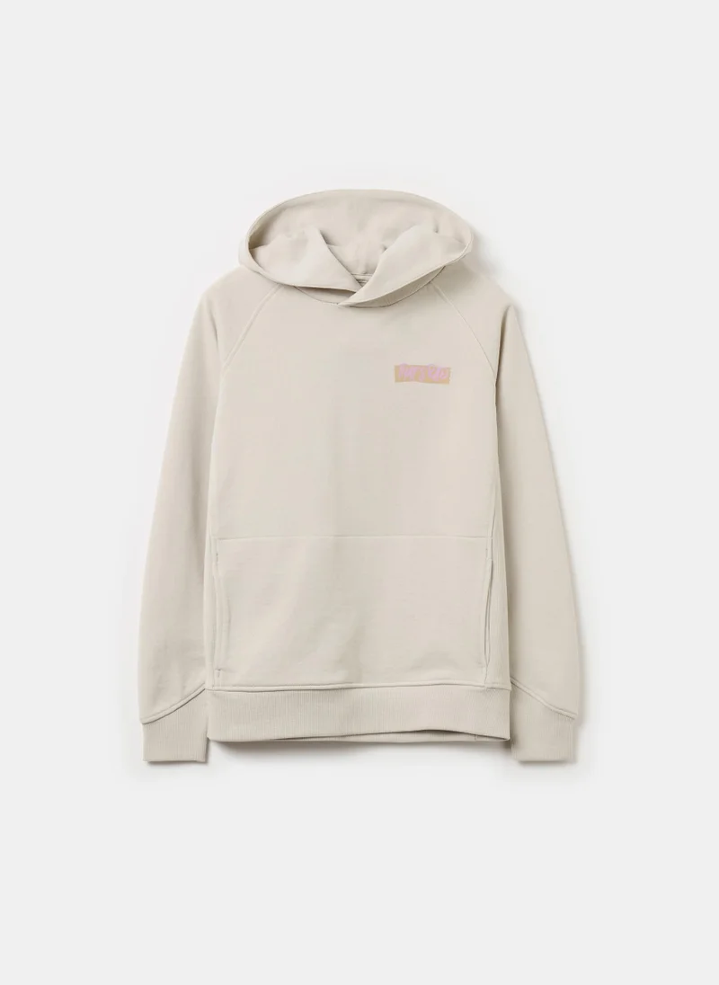 Ovs French terry sweatshirt with hood and print