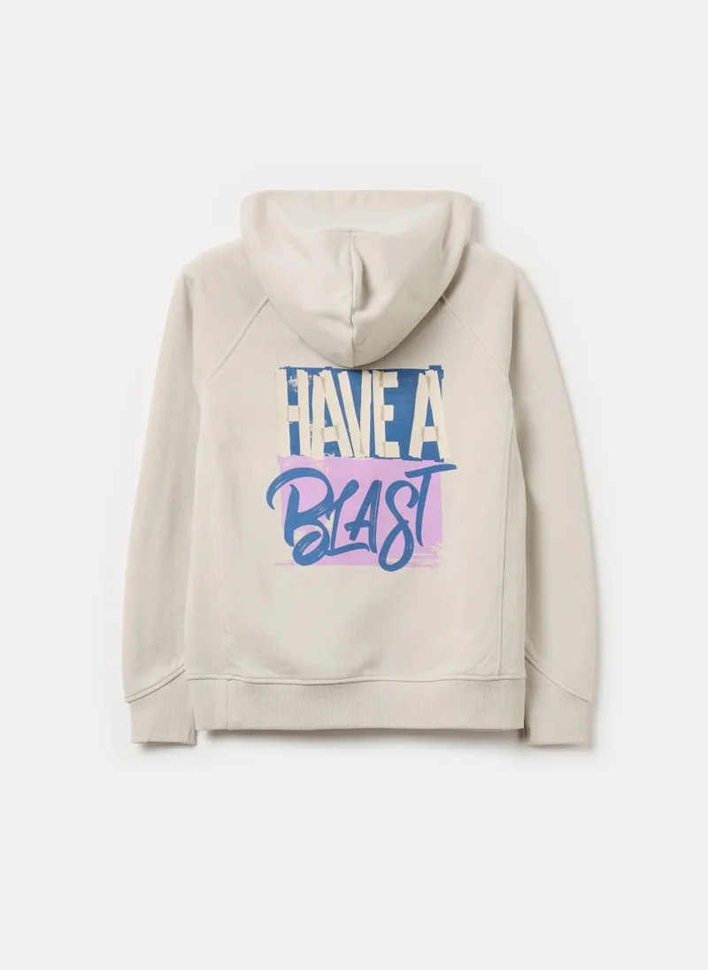 Ovs French terry sweatshirt with hood and print