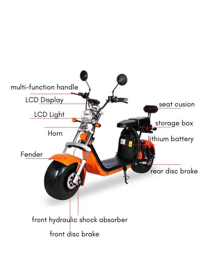 Crony G-029 Electric Motorcycle e Motorbike High Speed Harley tire Double Seat with Double Battery | Orange  - Image 2