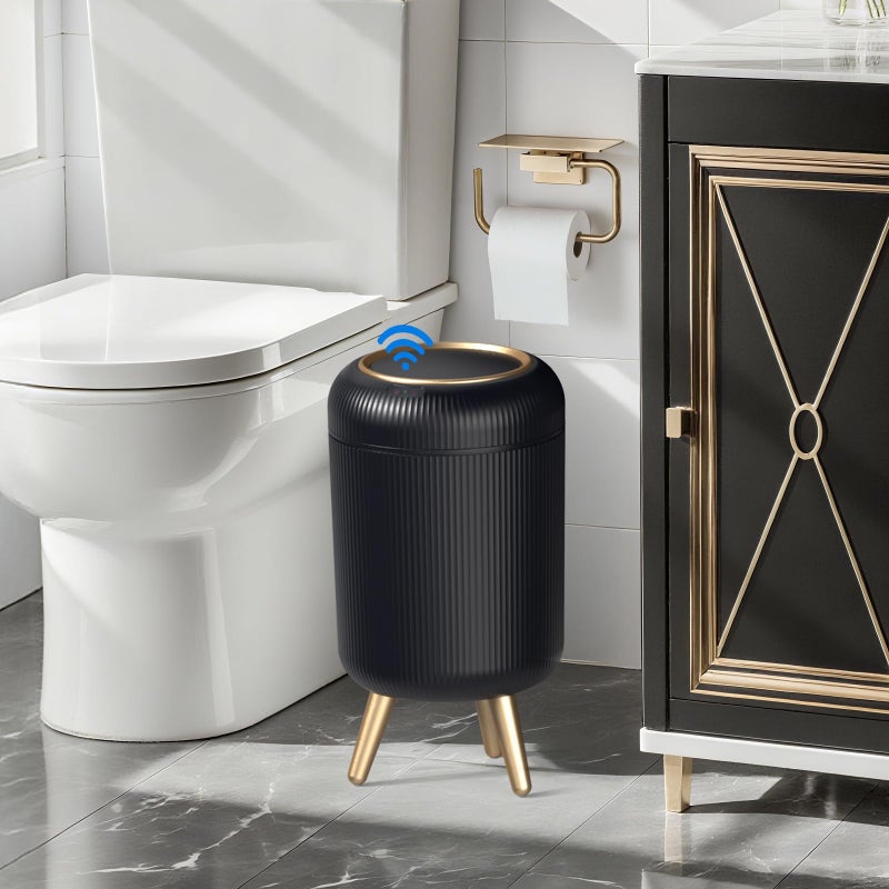 onlcuk Bathroom Trash Can Automatic Touchlessï¼Œ3 Gallon Smart Motion Sensor Trash Bin with Lidï¼ŒPlastic Black Garbage Can Wastebaskets with Removable Legs for Kitchen, Office, Toilet, Bedroom - Image 2
