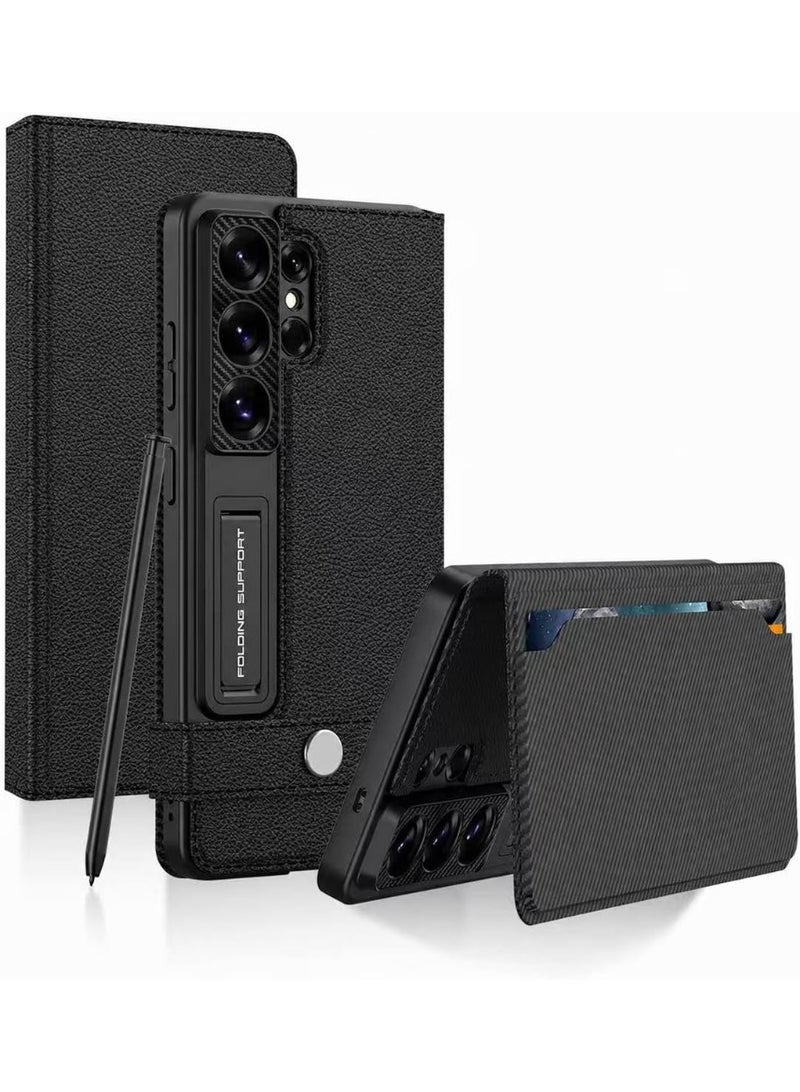 GKK Premium GKK For Samsung Galaxy S26 Ultra Leather Flip Case with Card Holder, Kickstand Leather Flip Phone Cover، Black، Samsung Galaxy S26 Ultra - Image 1