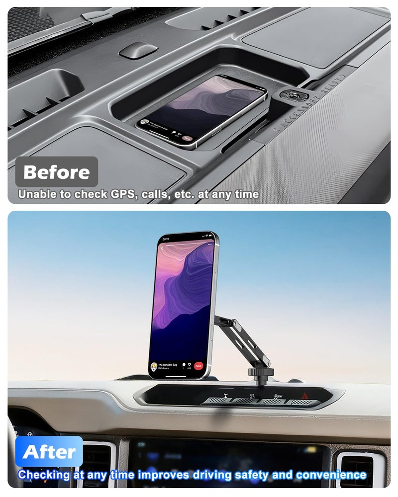 CloudValley Phone Mount for Ford Bronco 2021 2022 2023 2024 2025 2/4 Door, Strong Hold for MagSafe Compatible iPhone 17 16 15 14 13 12 Series, Adjustable 360Â°/180Â°, Easy Installation, Aluminum Alloy - Image 3