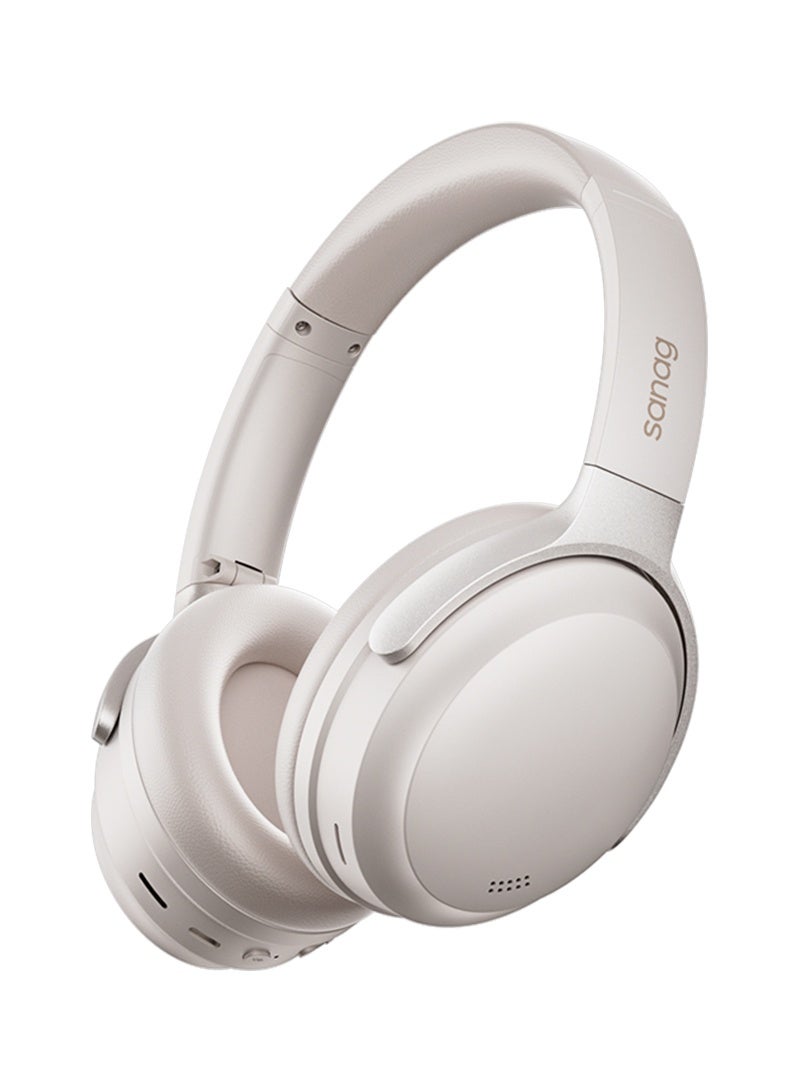 SANAG D60S Wireless Over-Ear Noise Cancelling Headphones, Bluetooth Headset, Tri-Frequency ANC, Hi-Res Audio, 50H Playtime, Ultra-low Latency, 15min Quick Charge, Bluetooth 5.4, Smart App, Beige