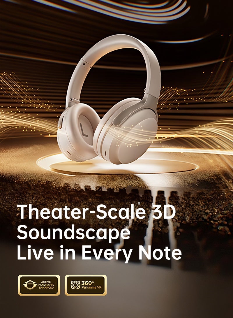 sanag Tri-Frequency Active Noise Cancellation Headphones, Hi-Res Wireless Audio, Comfortable Fit, 50H Playtime, Ultra-low Latency, 15min Quick Charge, Bluetooth 5.4, Smart App Control, D60S Beige - Image 4