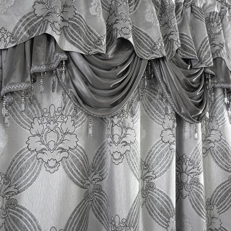 Petrichor Elegant Curtains with Gold Silver Threads 2 Panels Set - Luxury Window Treatment Attached Valance, Sheer Backing, and 2 Tie Backs for Bedroom and Living Room, 54x63 inches, Silver - Image 5