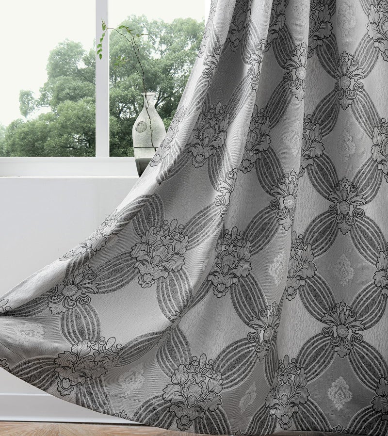 Petrichor Elegant Curtains with Gold Silver Threads 2 Panels Set - Luxury Window Treatment Attached Valance, Sheer Backing, and 2 Tie Backs for Bedroom and Living Room, 54x63 inches, Silver - Image 4