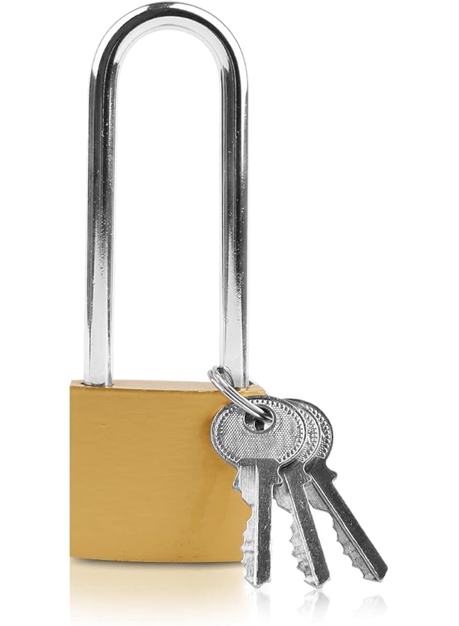 PROMASS Padlock, Heavy Duty Padlock Long Shackle Padlock with Keys, Outdoor High Security Padlock, Key Padlock for Shed, Warehouse, Garage, Garden, Gate - 38mm - Image 1