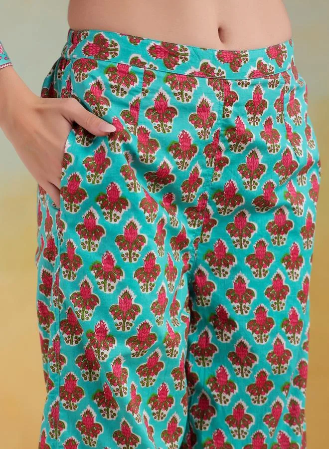 sanskrutihomes Sanskrutihomes Striped Mandarin Collar Top with Trousers Co-Ords