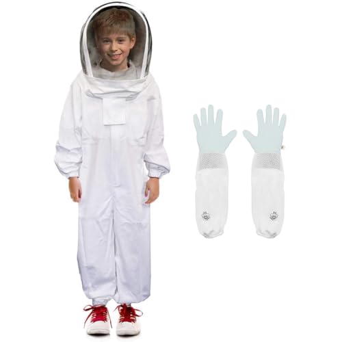 Luwint Kids Beekeeping Suits Ventilated Bee Beekeeper Suit with Gloves and Self Supporting Veil Hood for Children 47411 Height - Image 2