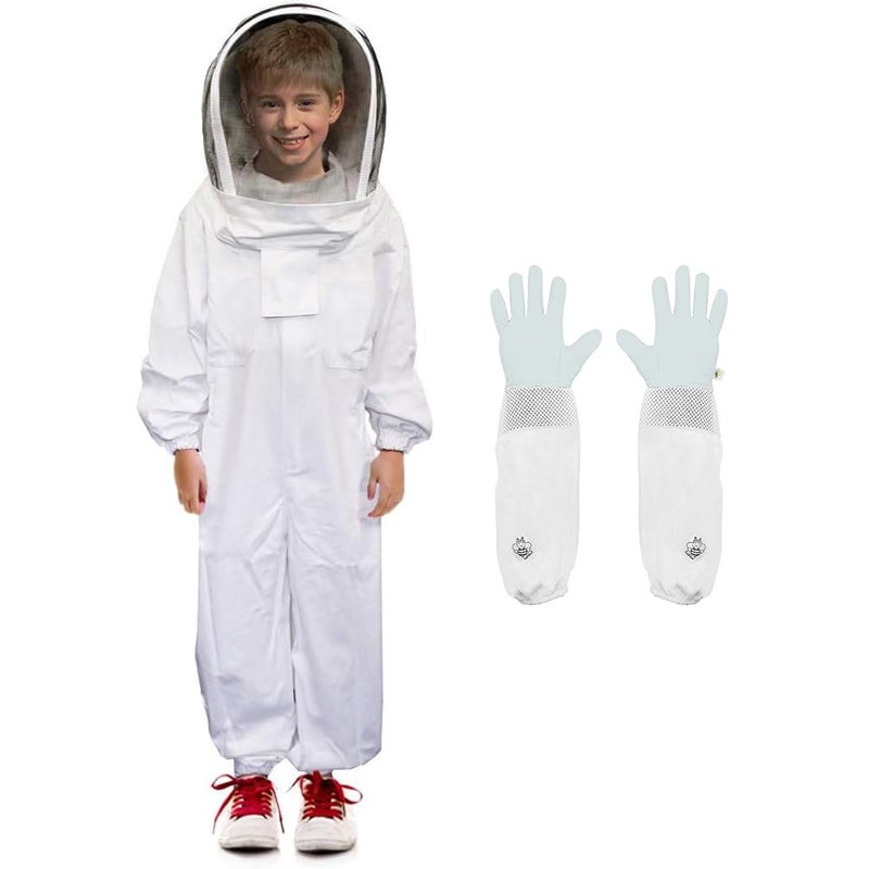 Luwint Kids Beekeeping Suits Ventilated Bee Beekeeper Suit with Gloves and Self Supporting Veil Hood for Children 47411 Height - Image 3