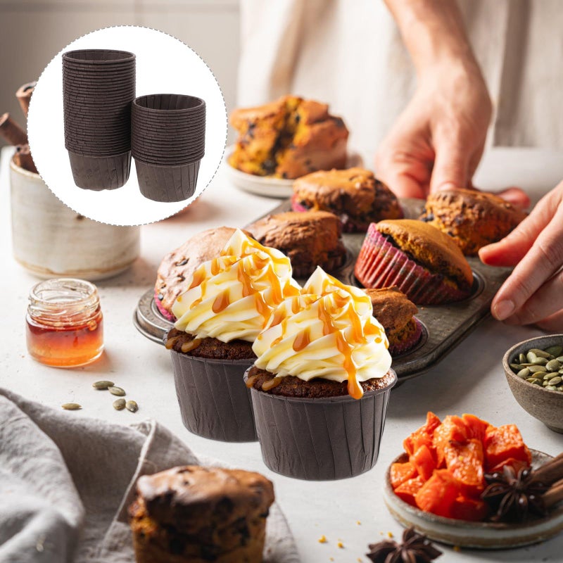 50 Brown Greaseproof Foil Baking Cups Disposable for Party Muffin Liners - Image 5