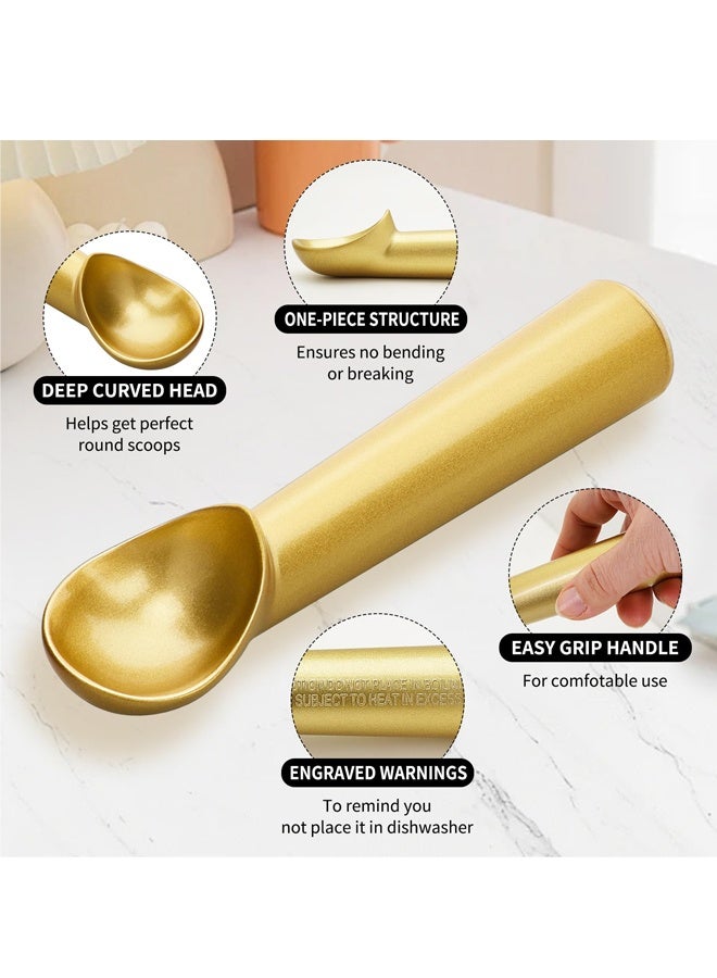 Gold Nonstick Aluminum Ice Cream Scoop Multifunctional Spoon For Ice Cream Cookie - Image 3