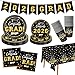 Labrostar Graduation Decorations 2026 Disposable Black Graduation Tableware Kit for 25 Guests Plates Napkins Cups Tablecloth Hanging Graduation Party Decorations 2026 - Image 3