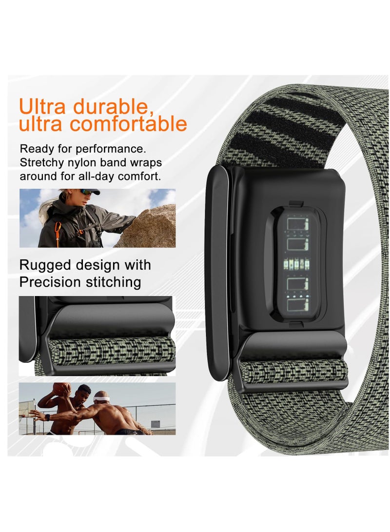 Nylon Sport Band for Whoop Band 4.0 Strap Men Women Breathable Nylon Adjustable Waterproof Replacement Wristbands Straps Compatible with Whoop Band 4.0 (Gray Green) - Image 4