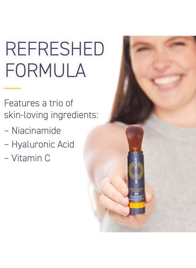 Brush On Block SPF 30 Mineral Powder Sunscreen, With Niacinamide, Hyaluronic Acid, & Vitamin C, Broad Spectrum, Water Resistant, Translucent, For All Skin Tones & Types, Reef Friendly, Mfg in USA - Image 3