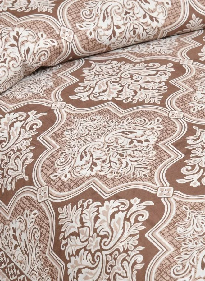 CLOTHOLOGY CLOTHOLOGY Rajmandir Brown Ethnic Motifs Cotton Breathable 180 TC King Fine Bedsheet with 2 Pillow Covers