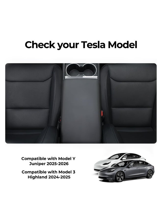 فيتوسي غطاء الرفيف المركزي للسيارة مناسب لـ تسلا مودل 3 2025 2024 هايلاند و مودل Y جونيبر 2025–2026 – محافظ للمنصة المركزية المتينة، قطعة إضافية داخلية للسيارة مقاومة للخدوش، اللون الأسود - Image 5