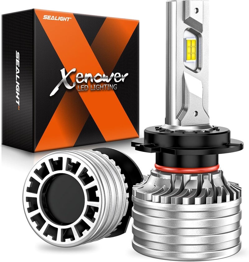 SEALIGHT X4I H7 Bulbs, 70,000LM Super Bright H 7 Headlight Fog Bulbs with Adjustable Lock Ring, Cooling Fan, Plug and Play, Pack of 2 - Image 1