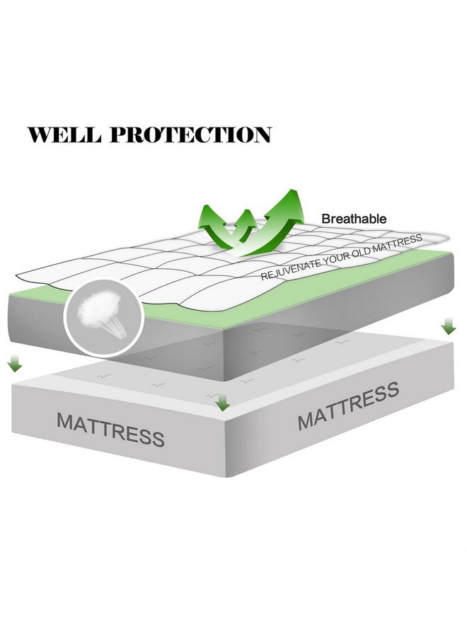 EASELAND EASELAND Queen Size Mattress Pad Pillow Top Mattress Cover Quilted Fitted Mattress Protector 8-21" Deep Pocket Cooling Mattress Topper (60x80 Inches, Dusty Blue)  - Image 3
