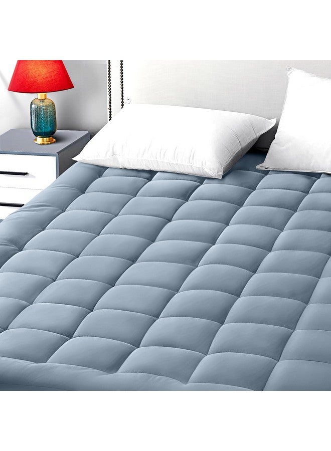 EASELAND EASELAND Queen Size Mattress Pad Pillow Top Mattress Cover Quilted Fitted Mattress Protector 8-21" Deep Pocket Cooling Mattress Topper (60x80 Inches, Dusty Blue)  - Image 1