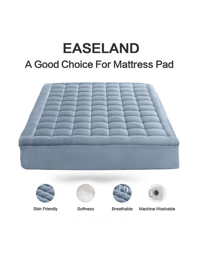 EASELAND EASELAND Queen Size Mattress Pad Pillow Top Mattress Cover Quilted Fitted Mattress Protector 8-21" Deep Pocket Cooling Mattress Topper (60x80 Inches, Dusty Blue)  - Image 2