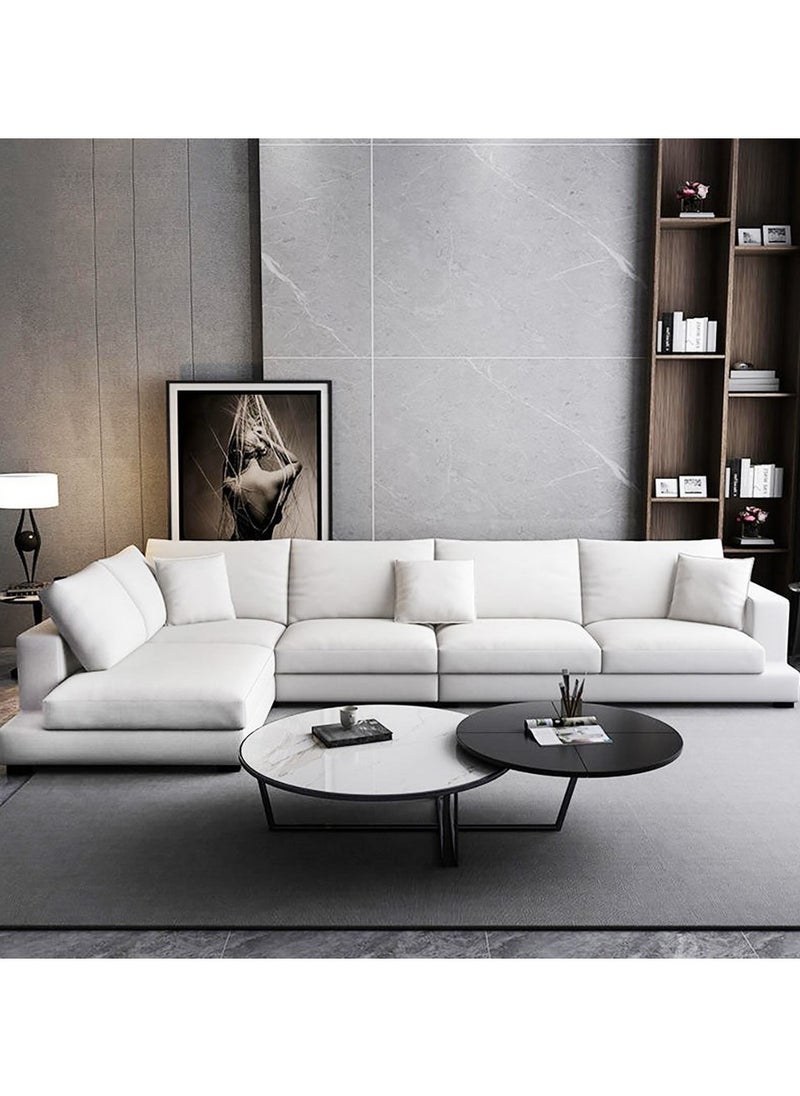 Betak Swedish Wood And Linen L Shape Sofa - Beige  - Image 1