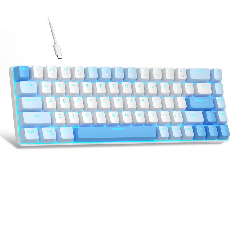 MageGee Portable 60 Mechanical Gaming Keyboard MKBox LED Backlit Compact 68 Keys Mini Wired Office Keyboard with Red Switch for Windows Laptop PC Mac Sky Blue - Image 2