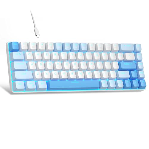 MageGee Portable 60 Mechanical Gaming Keyboard MKBox LED Backlit Compact 68 Keys Mini Wired Office Keyboard with Red Switch for Windows Laptop PC Mac Sky Blue - Image 1