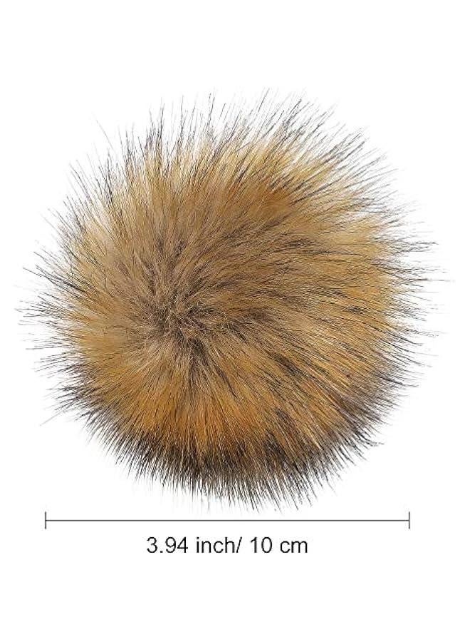 14 Pieces Faux Fur Pom Pom Balls for Hats DIY Faux Fur Pompom with Elastic Loop for Hats Shoes Scarves Gloves Scarves Bag Key Chain Charms Accessories (Natural)  - Image 5