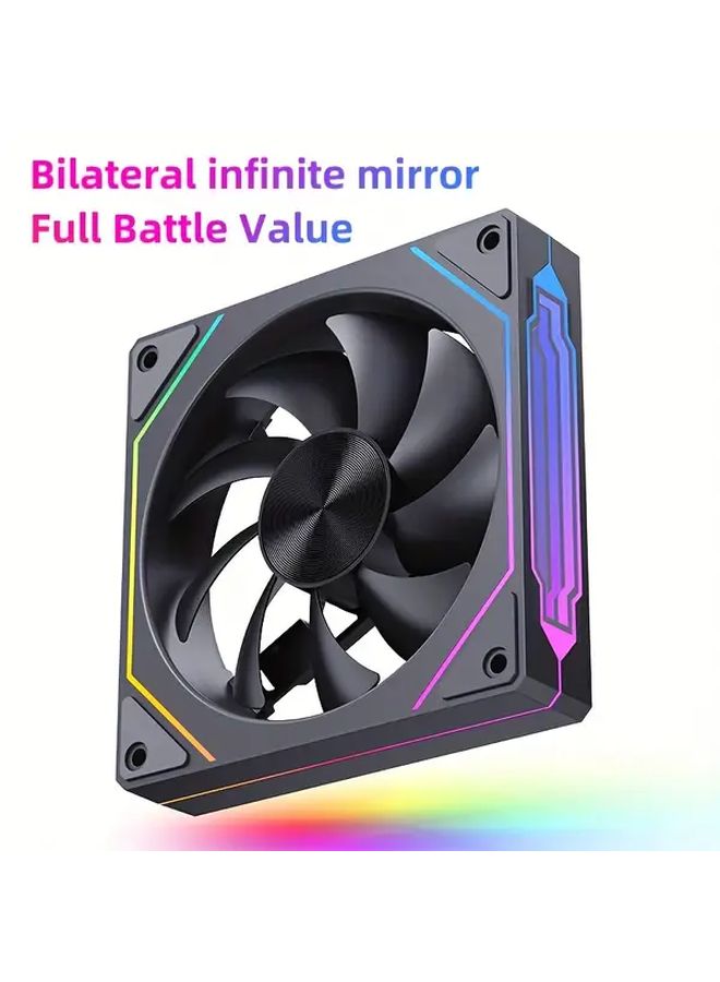 LED RGB PWM CD نمط مروحة الكمبيوتر أسود عكسي قاعدة معدنية مزدوجة الجوانب دوران 360 تبريد هادئ - Image 5