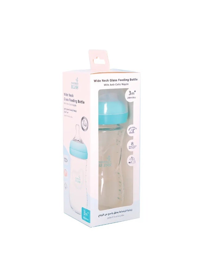 mommys BLISS زجاجة رضاعة للأطفال بفتحة واسعة – 250 مل باللون الأخضر، خالية من BPA، مضادة للمغص، متينة وآمنة للمواليد والأطفال الصغار - Image 3